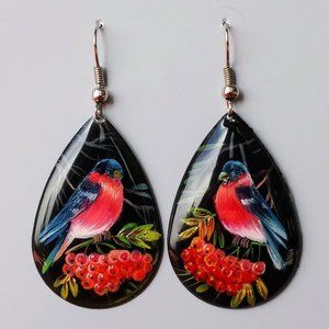 Vintage Ukrainian Hand-painted Earrings